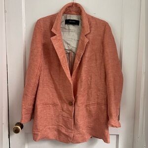 Zara Basic Collection Linen Salmon Blazer Size M